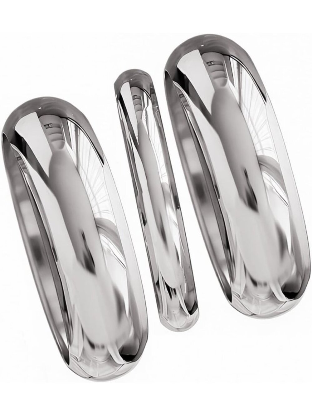 Women's 3pcs Silver Chunky Wide Zinc Statement Cuff Bangle Bracelet Jewelry